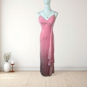 pink shimmer formal dress y2k glam maxi gown